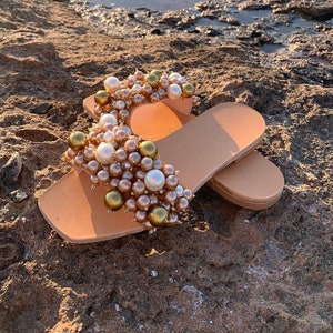 Wedding shoes, Wedding Sandals Pearl, Sandals for brides, Bridal sandals, Handmade sandals, Wedding Leather sandals, Free shipping