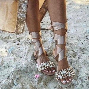 Wedding shoes, Wedding Sandals Pearl, Sandals for brides, Bridal sandals, Handmade sandals, Wedding Leather sandals, Free shipping