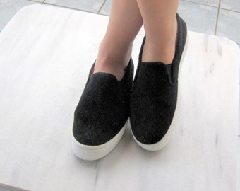 Black Loafer Shoes, Loafer Shoes Women, Black Suede Leather loafer, Vans, Flat shoes, Women shoes, Velvet shoes, Suede shoes, "HERA"