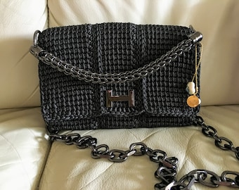 Handwoven Bag, Crochet Bag, Multi Color Options, Bubble Bag, Chain handle, Lining Inside, Everyday bag, Free shipping