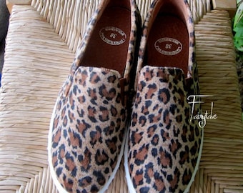 Loafer Shoes, Loafer Shoes Women, Leopard patterned loafer,  Vans, Flat shoes, Women shoes, Velvet shoes, Animal Print shoes, "HERA"