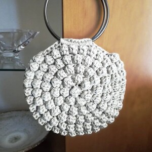 Free shipping, Ulla Johnson Lia Tote Inspired, Crochet Bag, Multi Color Options, Bubble Bag, Metal Hoop Handles in Three Colors image 2