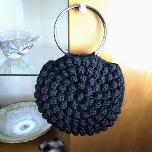 Free shipping, Ulla Johnson Lia Tote Inspired, Crochet Bag, Multi Color Options, Bubble Bag, Metal Hoop Handles in Three Colors image 1