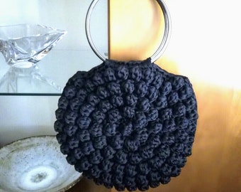 Free shipping, Ulla Johnson Lia Tote Inspired, Crochet Bag, Multi Color Options, Bubble Bag, Metal Hoop Handles in Three Colors