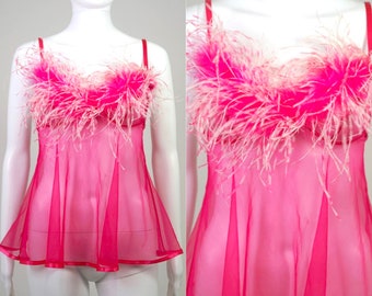 pink feather babydoll