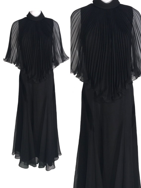 Vintage 1960's Pleated Chiffon Cape Gown - 2 - image 1