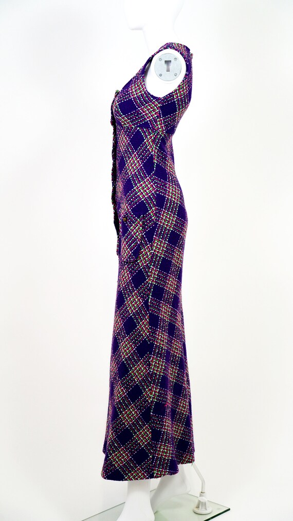 Vintage 1970’s Purple Diamond Knit Button Down Dr… - image 7