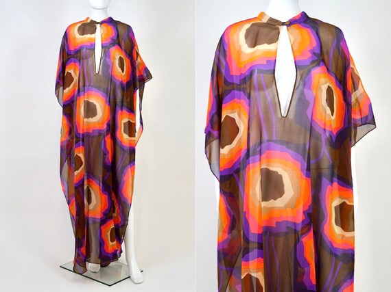 Vintage 1970s Sheer Psychedelic Caftan