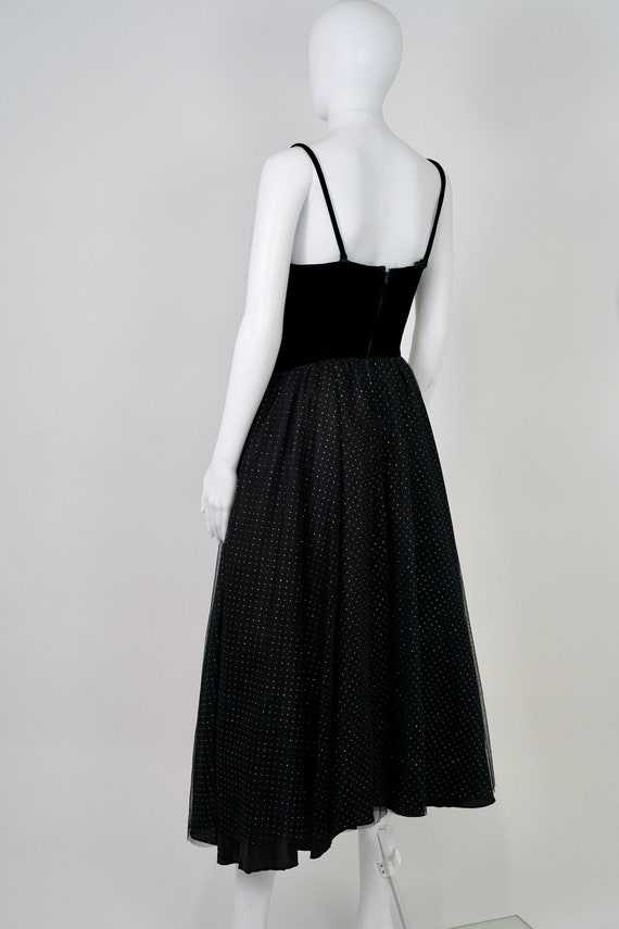 1950s Glitter Tulle Party Dress w Velvet Bodice -… - image 4