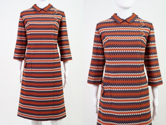 Vintage 1960s Mod Knit Dress | Size 16