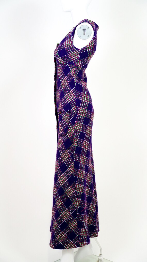 Vintage 1970’s Purple Diamond Knit Button Down Dr… - image 6