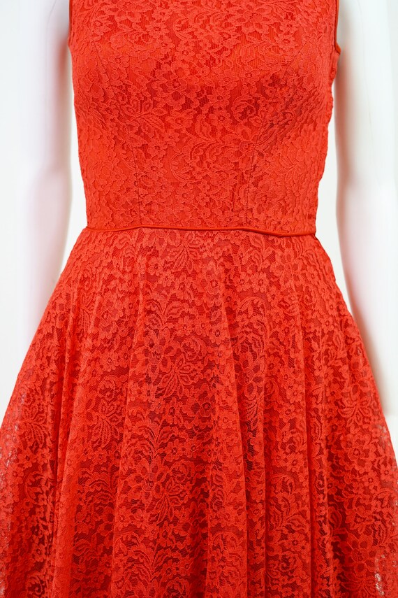 Vintage 1960s Romantic Red Lace Dress | Size 0 - image 8