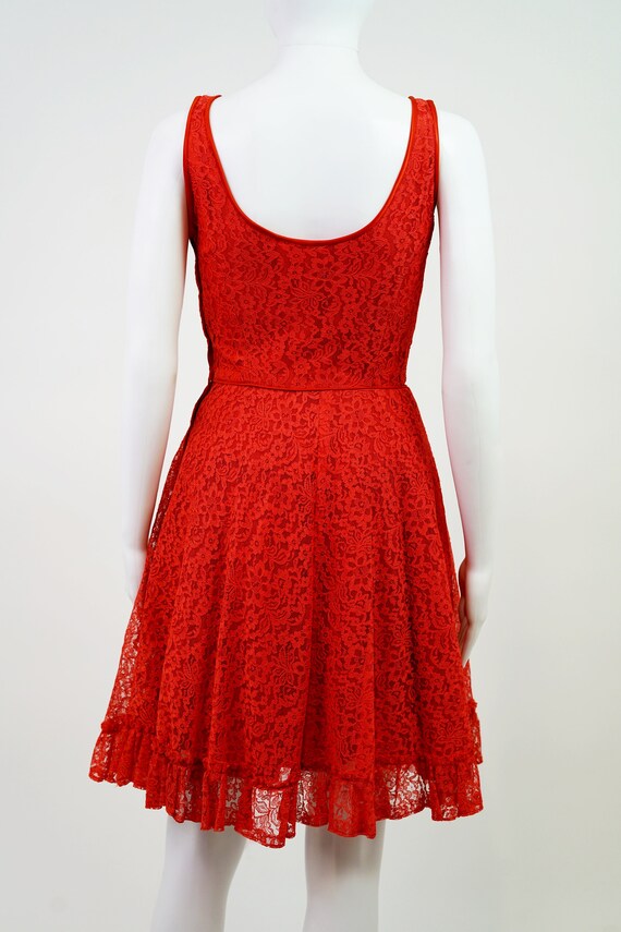 Vintage 1960s Romantic Red Lace Dress | Size 0 - image 5