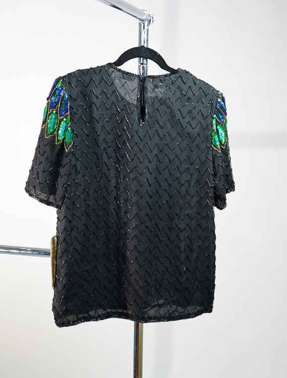 1980's Art Deco Silk & Sequin Blouse NWT - M - image 2