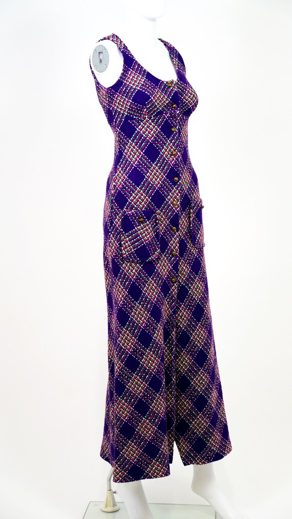 Vintage 1970’s Purple Diamond Knit Button Down Dr… - image 9