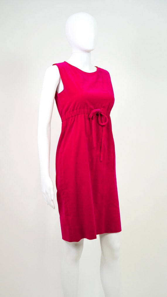 Vintage 1960s Ellen Tracy Hot Pink Velvet Shift D… - image 4