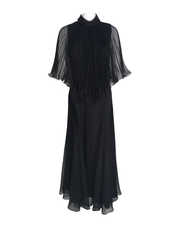 Vintage 1960's Pleated Chiffon Cape Gown - 2 - image 2