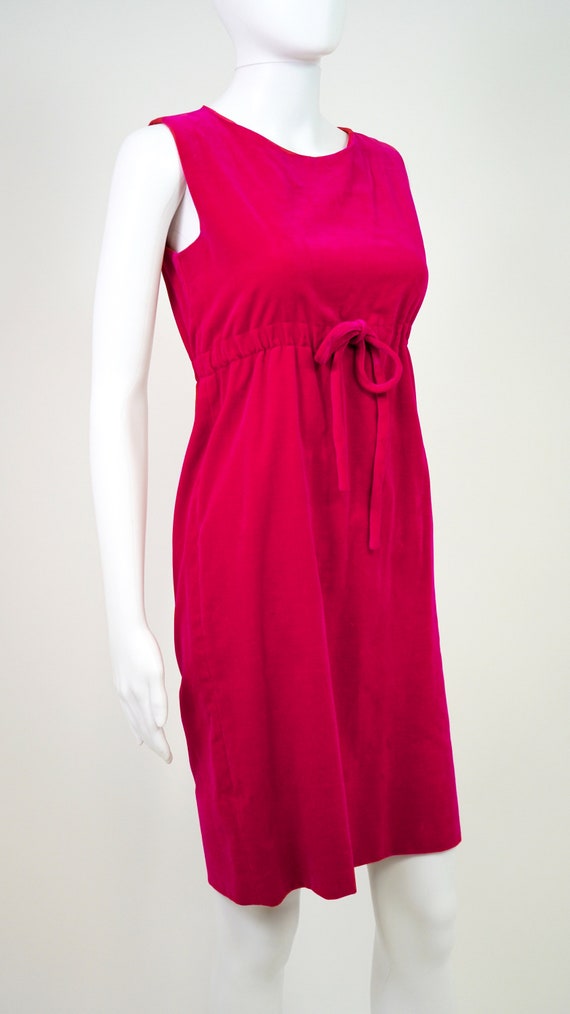 Vintage 1960s Ellen Tracy Hot Pink Velvet Shift D… - image 5