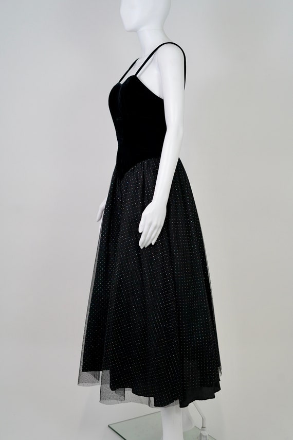 1950s Glitter Tulle Party Dress w Velvet Bodice -… - image 3