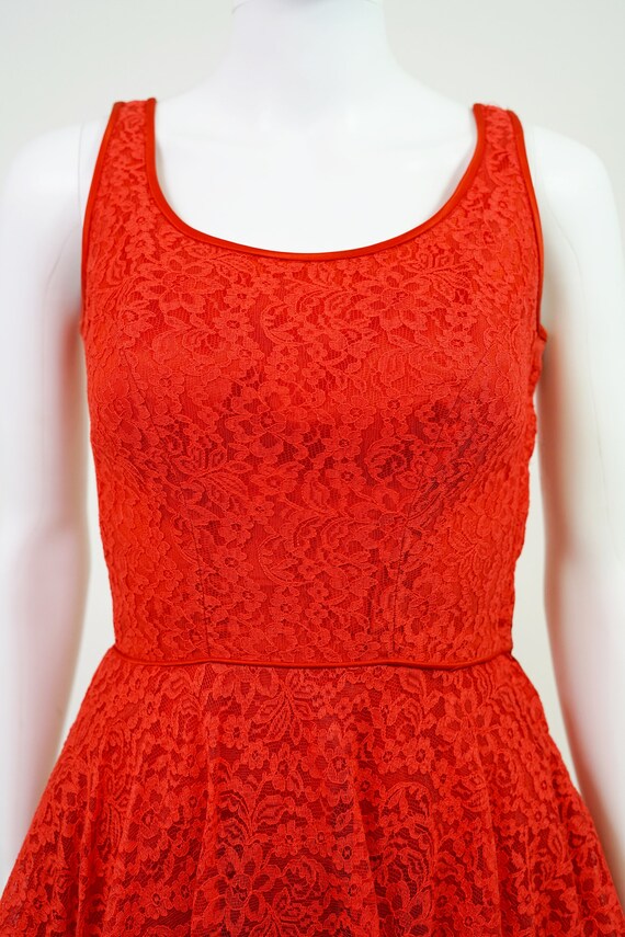 Vintage 1960s Romantic Red Lace Dress | Size 0 - image 7
