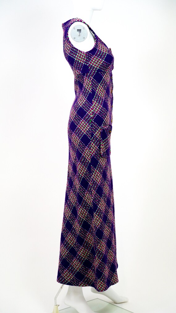 Vintage 1970’s Purple Diamond Knit Button Down Dr… - image 5