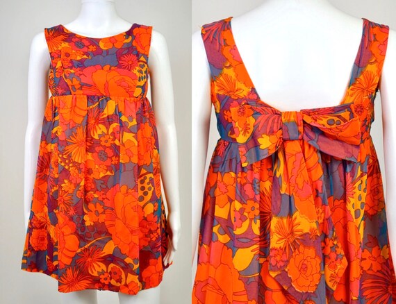 Vintage 1960s Psychedelic Chiffon Mini Dress - 0