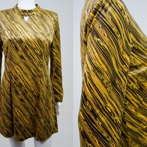 Vintage 1970s Velvet Psychedelic Mini Dress - M