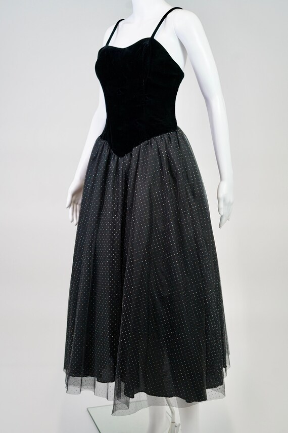 1950s Glitter Tulle Party Dress w Velvet Bodice -… - image 2