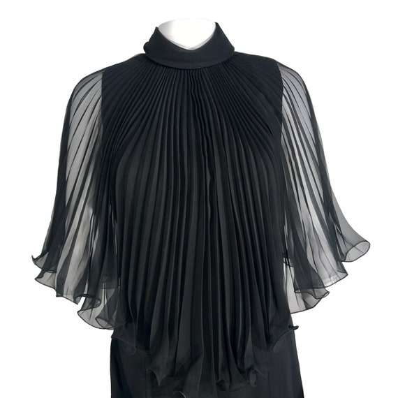 Vintage 1960's Pleated Chiffon Cape Gown - 2 - image 3