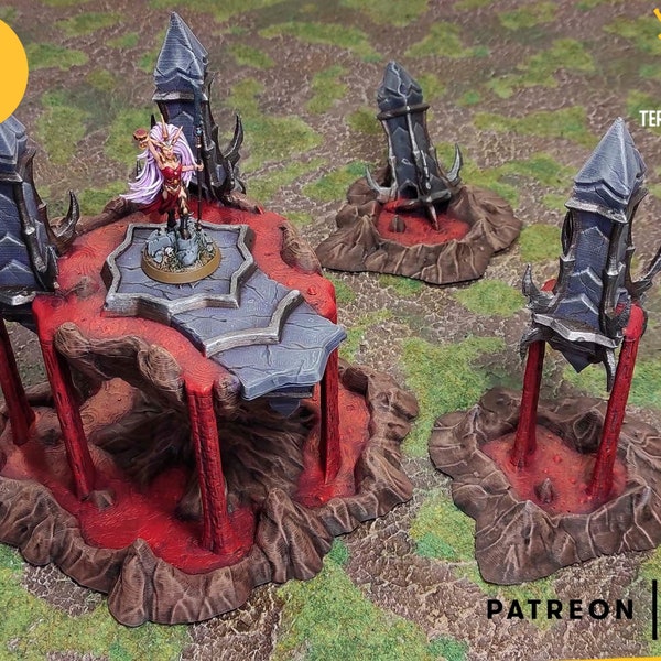 Santuario altar Drow elfos oscuros obeliscos construyendo paisaje terreno / Fantasía medieval / Juego de guerra Paisaje /28 - Escala de 32 mm / D & D / Pathfinder