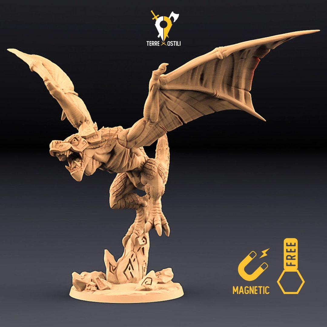 Drake Miniature Flying Raptor Miniature Compatible With Dungeons and Dragons, Dnd, Pathfinder