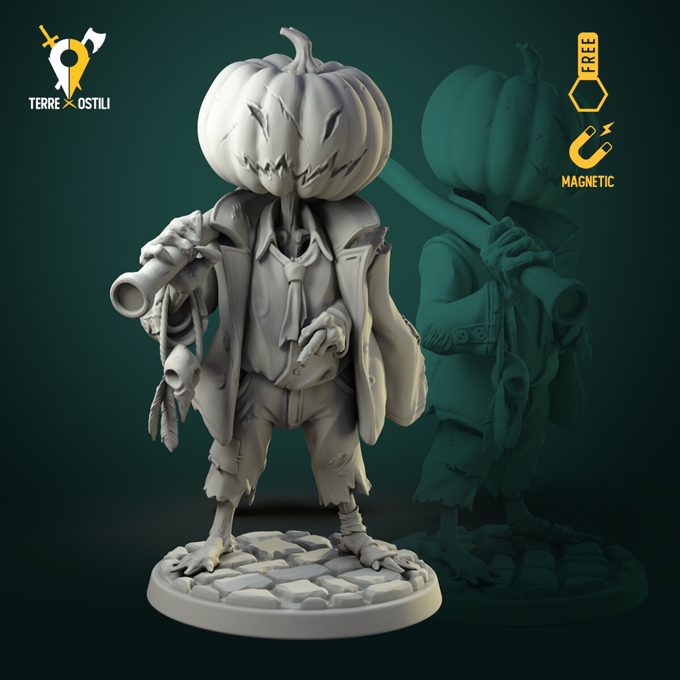 Pumpkin scarecrow construct miniature Dungeons and dragons, pathfinder