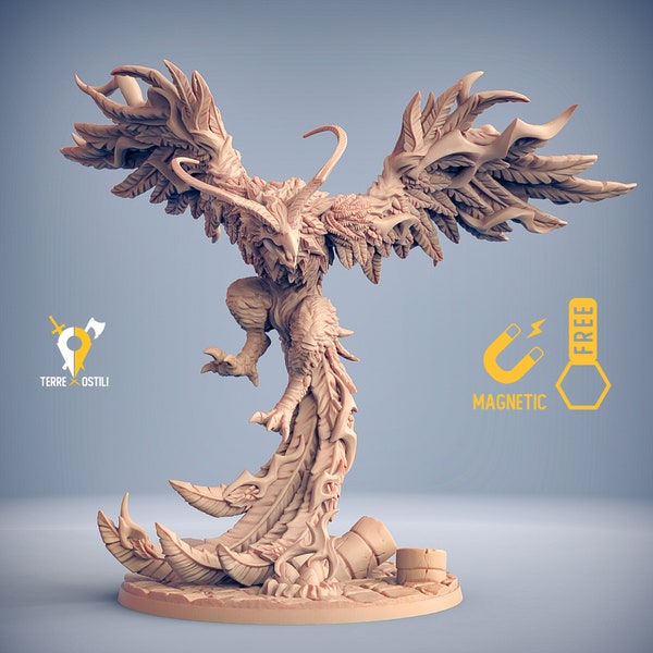 Miniatura 3D de tormenta gigante del pájaro Fénix compatible con Calabozos y Dragones, Dnd, Pathfinder y otros juegos de rol de mesa.