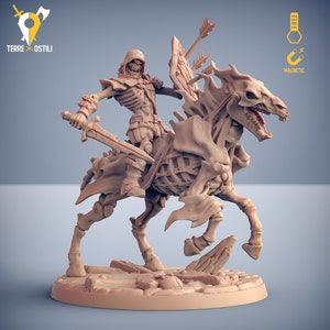 Undead cavalryman skeleton warrior mount miniature 3d compatible with Dungeons and dragons, Dnd, pathfinder and other RPG tabletop game