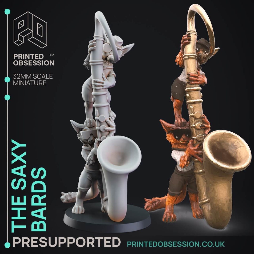 Sexy Bard Cat Saxophone Catfolk Tabaxi Miniature 3d Compatible Dungeons
