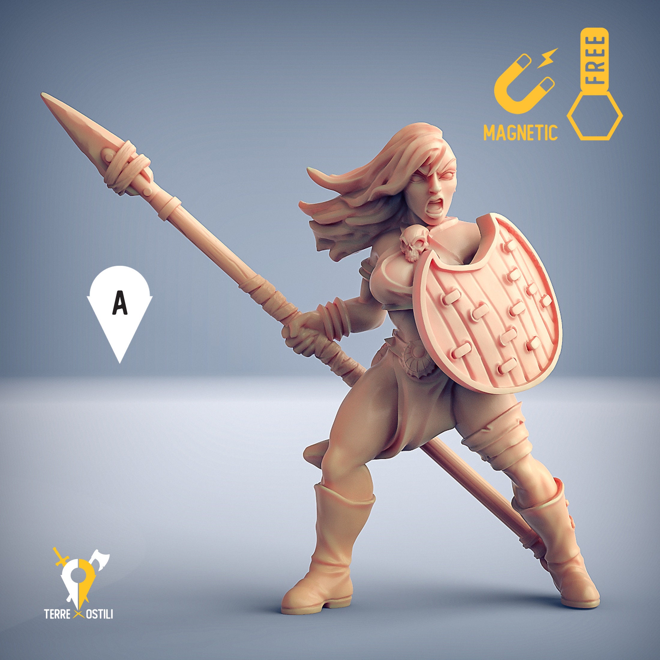 Amazon spear fighter miniature Dungeons and dragons Etsy