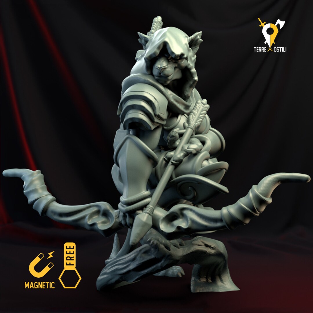 Tabaxi Ranger Catfolk Miniature 3d Compatible With Dungeons and Dragons ...