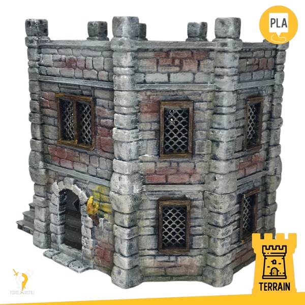Fortified house barracks jail terrain building | Medieval fantasy | wargame Scenery | | 28 - 32mm scale |   D&D | Pathfinder