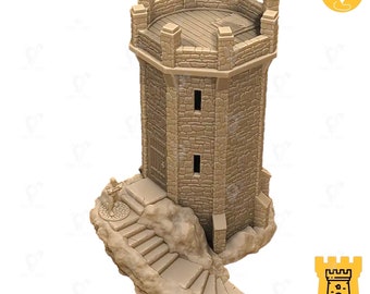 Guard tower watch tower defense stone wood terrain building | Medieval fantasy | wargame Scenery | | 28 - 32mm scale |   D&D | Pathfinder