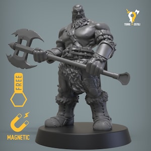 Goliath barbarian warrior miniature 3d compatible with Dungeons and dragons, Dnd, pathfinder and other RPG tabletop game.
