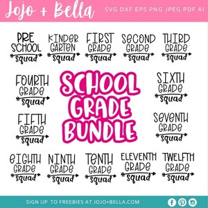 School Grade Svg Bundle, Svg Bundle, Back to School Svg, Svg, School Svg, Teacher Svg, School Grade Png, Svg Designs For Cricut, Silhouette