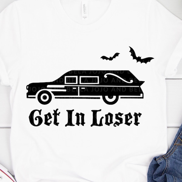 Get In Loser Svg, Funny Halloween Svg, Hearse Svg, Halloween Quote Svg, Funny Trick Or Treat Svg Files for Cricut, Sublimation. Silhouette