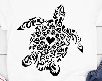 Mandala Turtle Svg, Beach Svg, Océan, Animaux marins, Tortue de plage, Fichiers Svg pour Cricut et Silhouette, Summer SVG, Cricut, Silhouette, svg