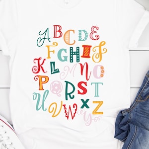 Alphabet svg, letters svg, floral alphabet svg,  alphabet clipart, doodle letter svg, kids shirt svg, cricut svg, silhouette svg,