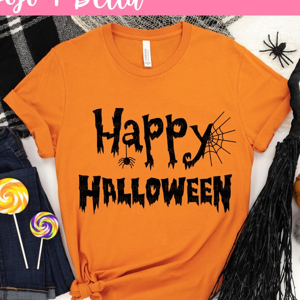 Happy Halloween Svg, Halloween Shirt Svg, Halloween Spider Svg, Spooky Svg, Happy Halloween Png, Halloween Svg files for Cricut, Sublimation
