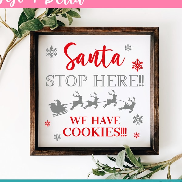 Santa Stop Here Sign Svg, Christmas Sign Svg, Santa Sign Svg, Christmas Sign Cut File, Santa Sign Cut File, Svg Files For Cricut, Silhouette