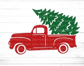 Christmas Tree Truck SVG, Merry Christmas SVG, Christmas Svg, Red Truck Svg, Christmas Tree Svg, Christmas Tree clipart, Christmas Truck Svg