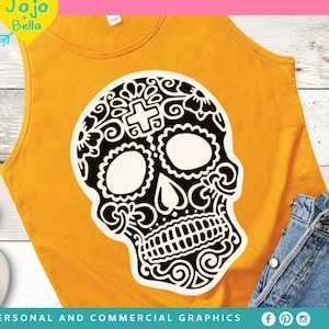Sugar Skull SVG, Halloween Skull Svg, Skull Svg, Day Of The Dead Skull Svg, Cinco De Mayo Svg files for Cricut, Sublimation, Silhouette