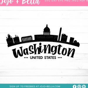 Washington Skyline Svg, Washington Svg, EUA Svg, Patriot svg, America Svg, Arquivos Svg para Cricut, downloads de designs de sublimação