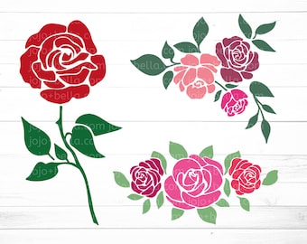 Rose Svg, Svg Bundle, Flower svg, Valentines Day Svg, Flowers Svg, Floral Svg, Svg, Svg Files For Cricut, Sublimation Designs Downloads